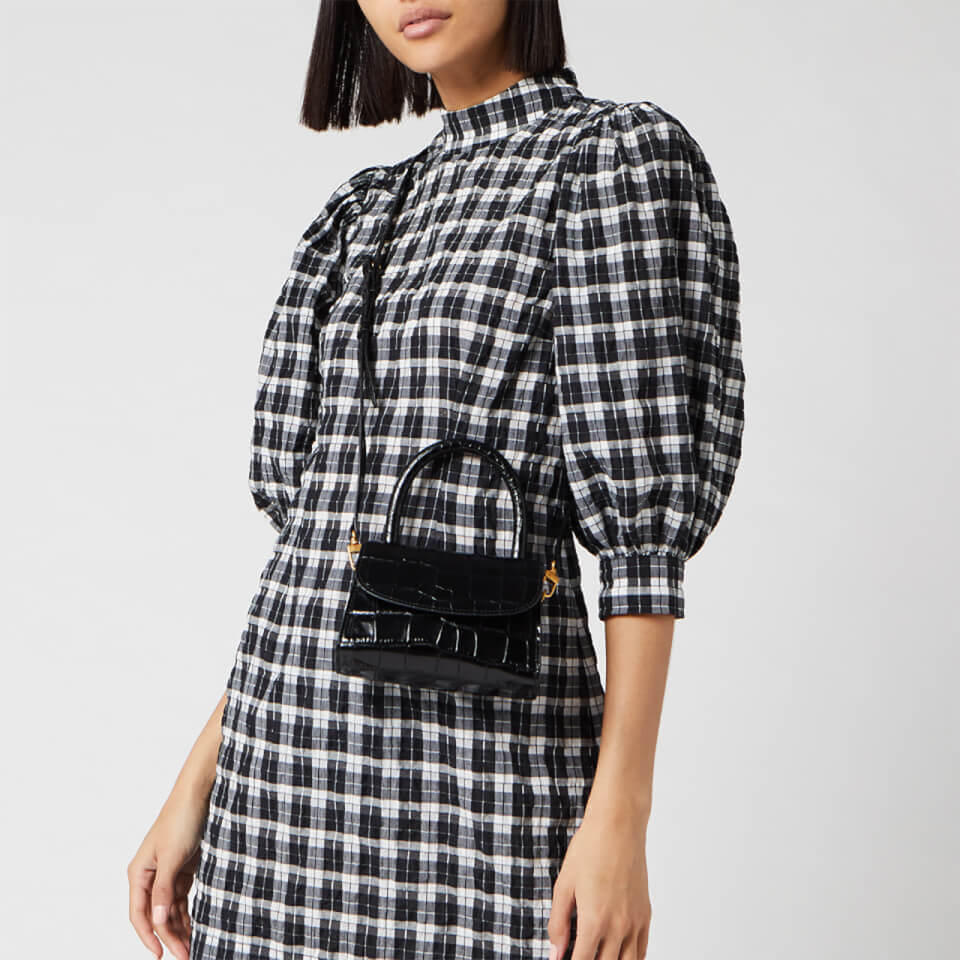 BY FAR Women's Mini Croco Top Handle Bag - Black