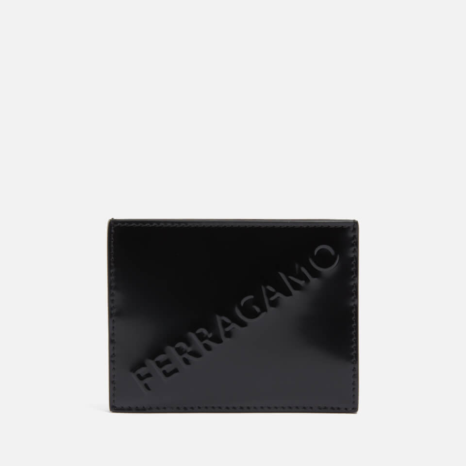 Salvatore Ferragamo Diagonal Design Leather Cardholder
