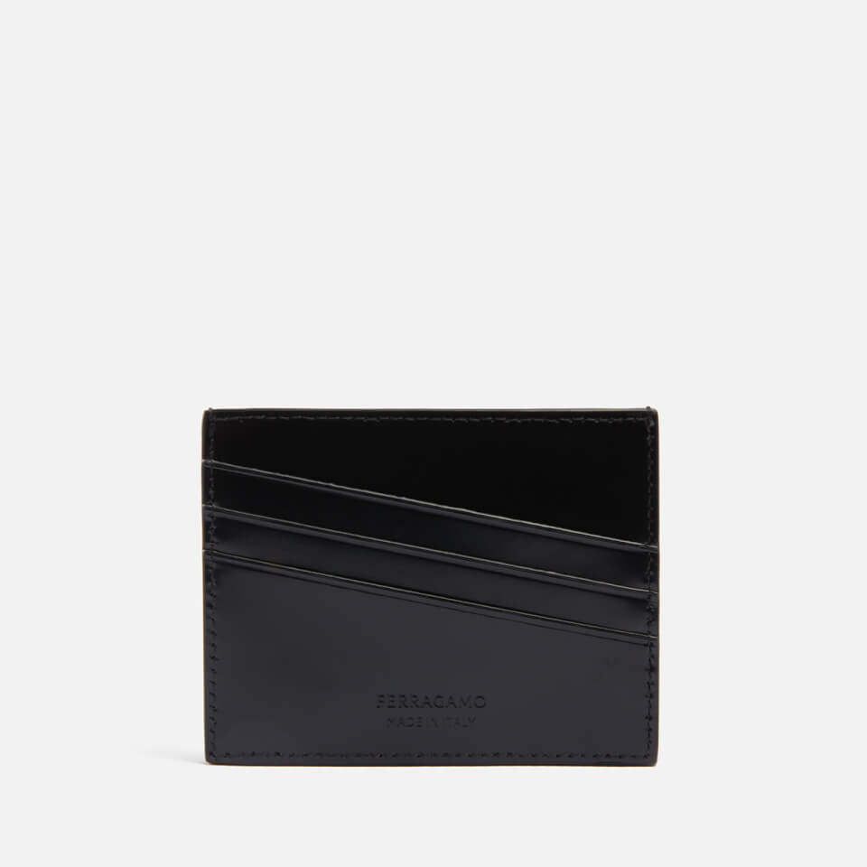 Salvatore Ferragamo Diagonal Design Leather Cardholder
