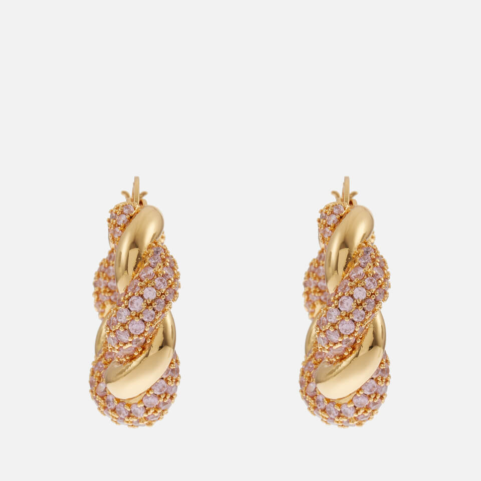 Crystal Haze Croissant Gold-Plated Hoop Earrings