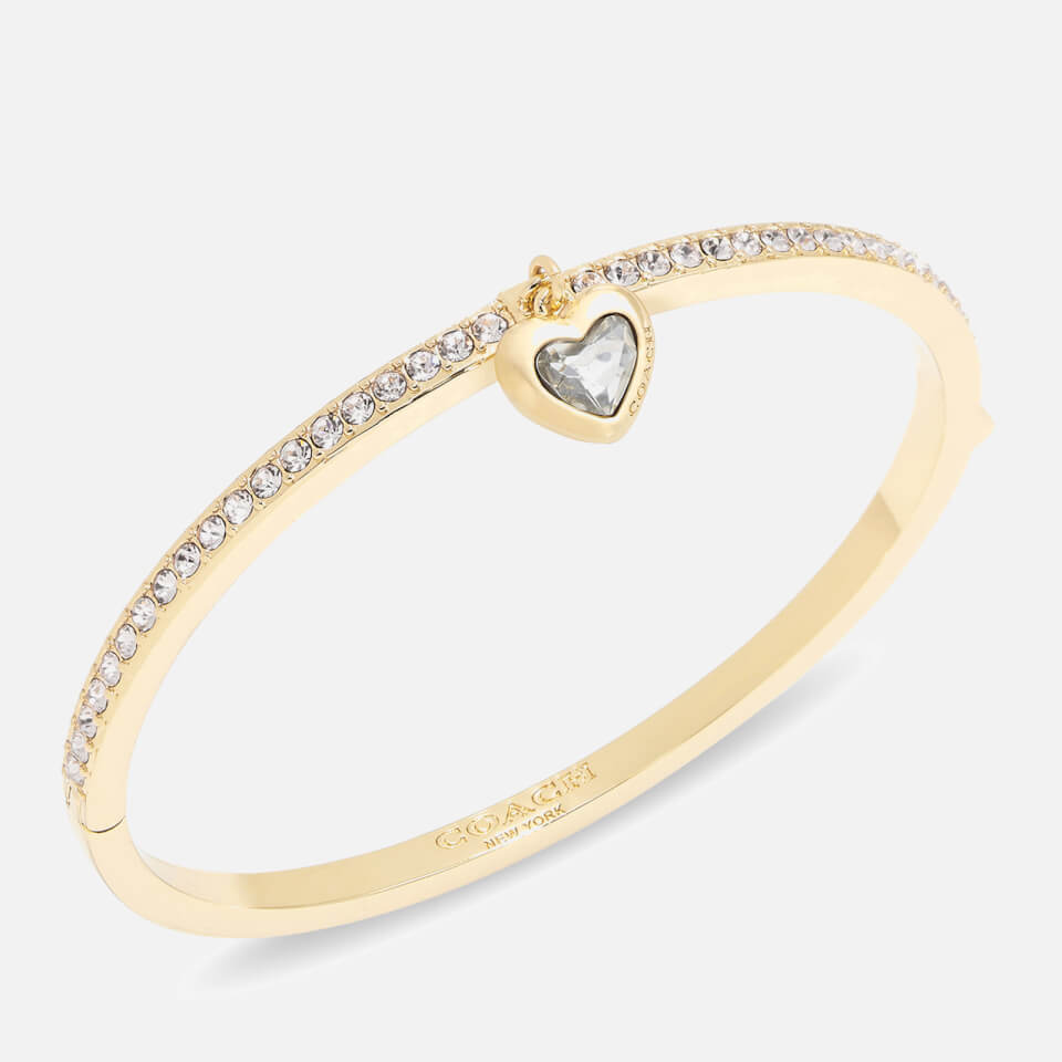 Coach Heart Gold Tone Charm Bangle