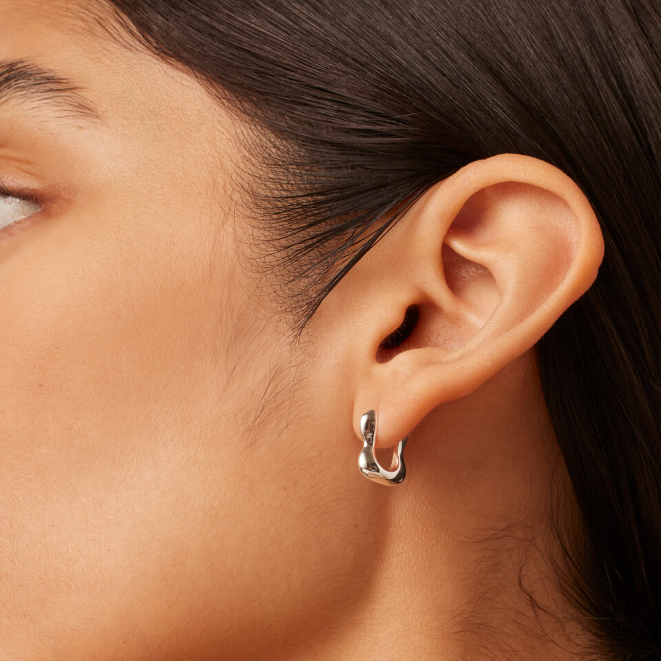Jenny Bird Squiggle Silver-Plated Huggie Earrings