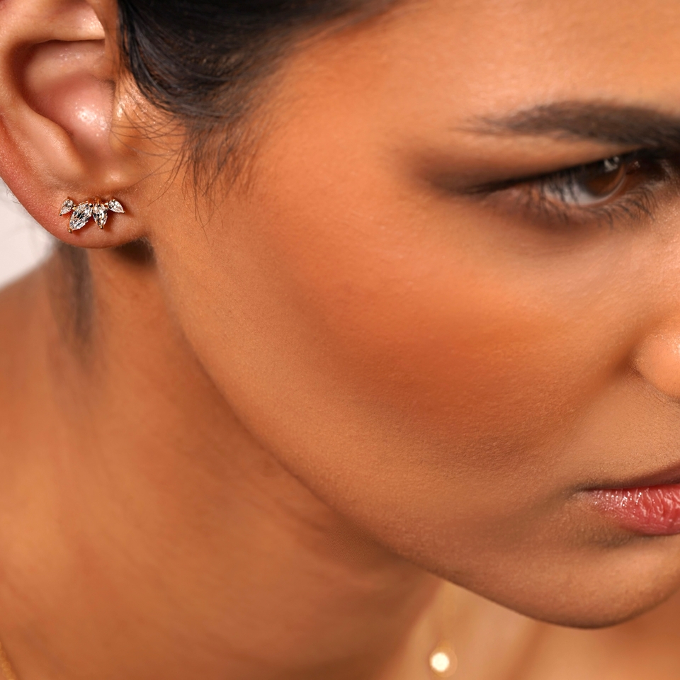 Carat London Kira White Gold Plated Sterling Silver Stud Earrings