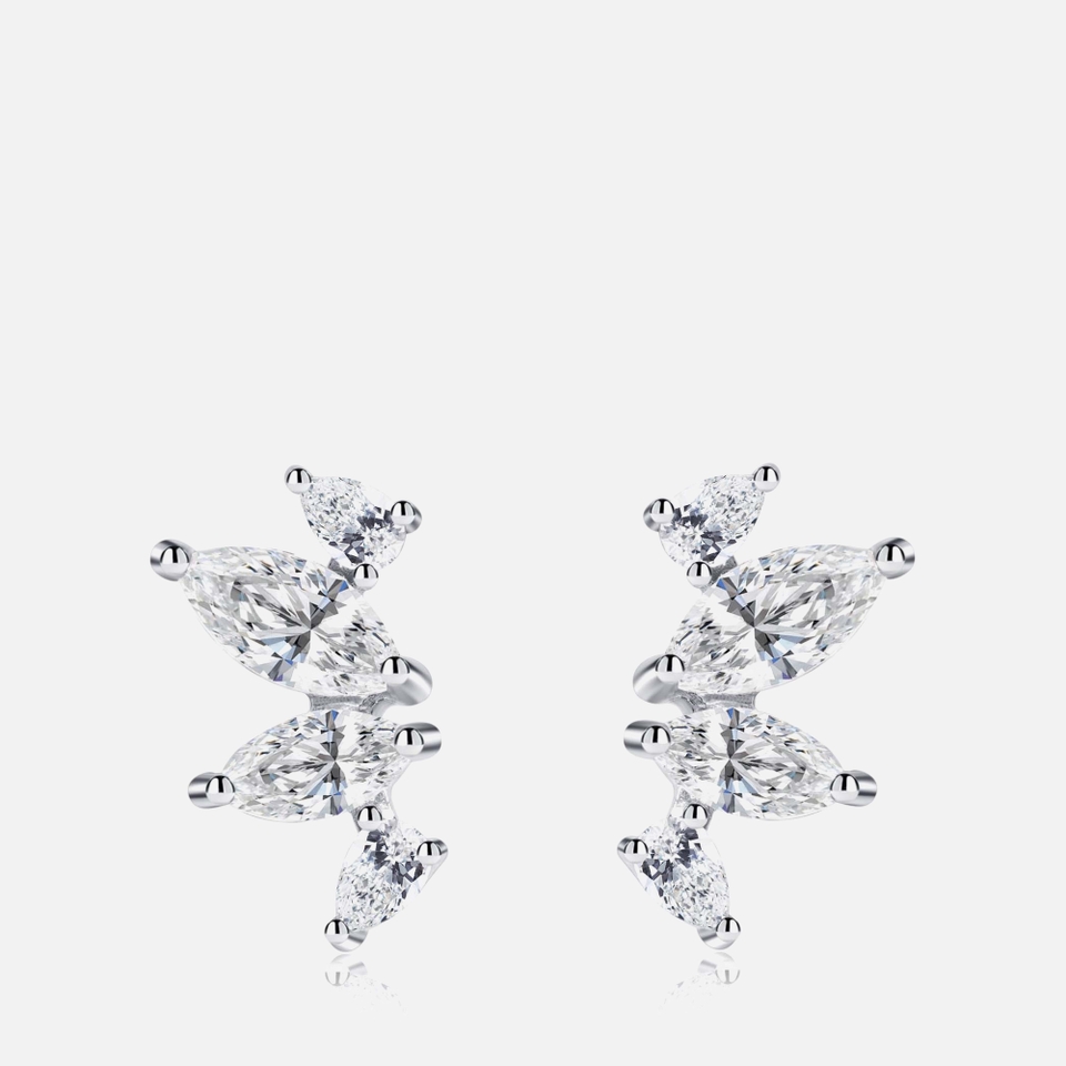 Carat London Kira White Gold Plated Sterling Silver Stud Earrings