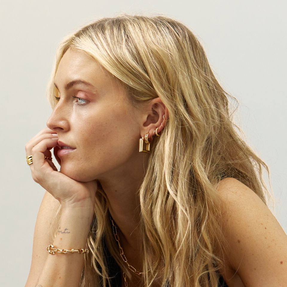 Daisy London X Polly Sayer Gold-Plated Chubby Square Earrings