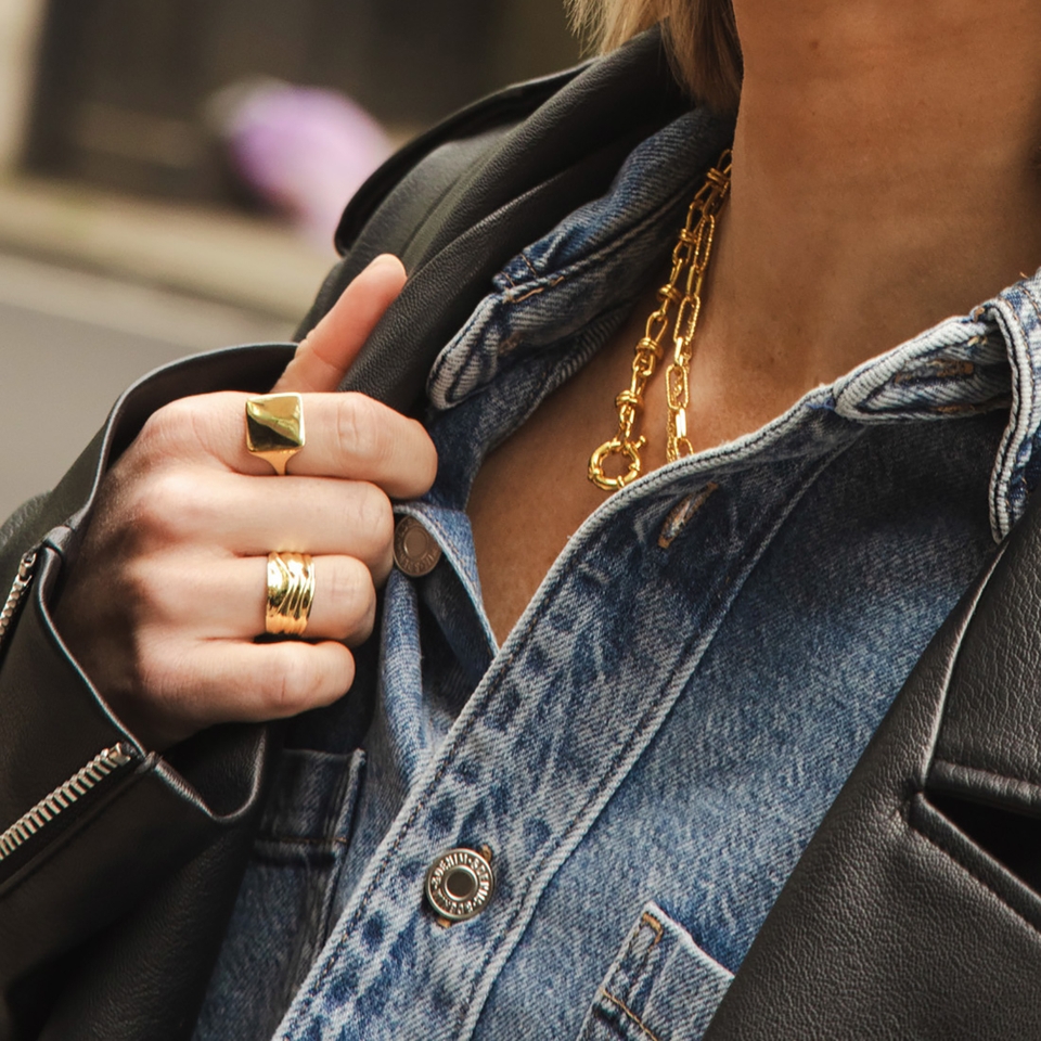 Daisy London X Polly Sayer Chunky Tidal Gold-Plated Ring