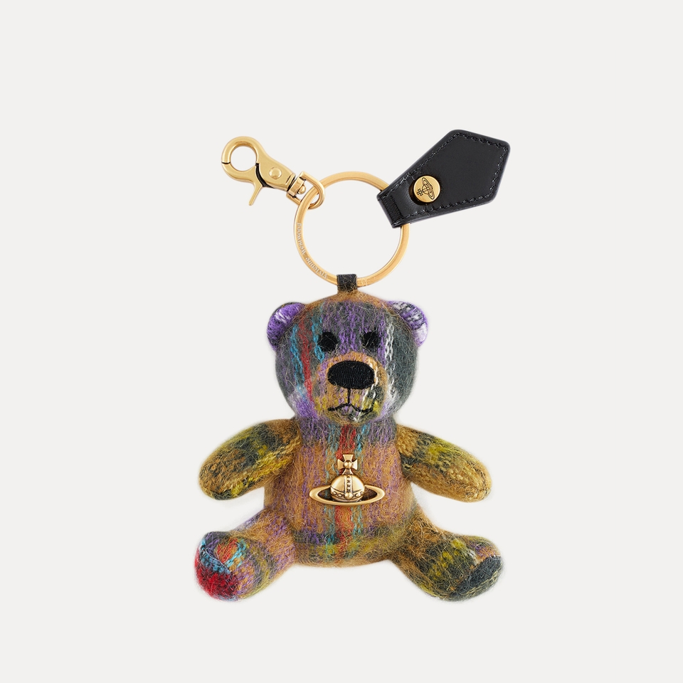 Vivienne Westwood Teddy Bear Tartan Gold-Tone Keyring