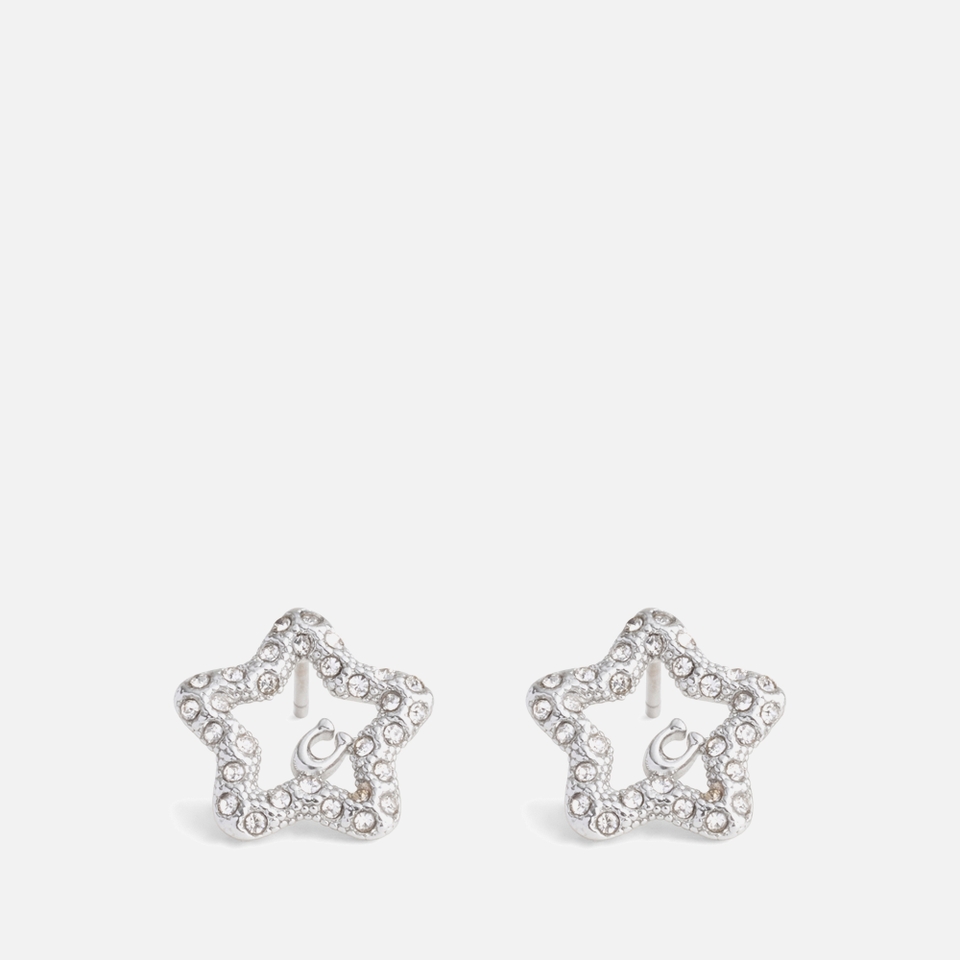 Coach Signature Silver-Tone Pavé Star Stud Earrings