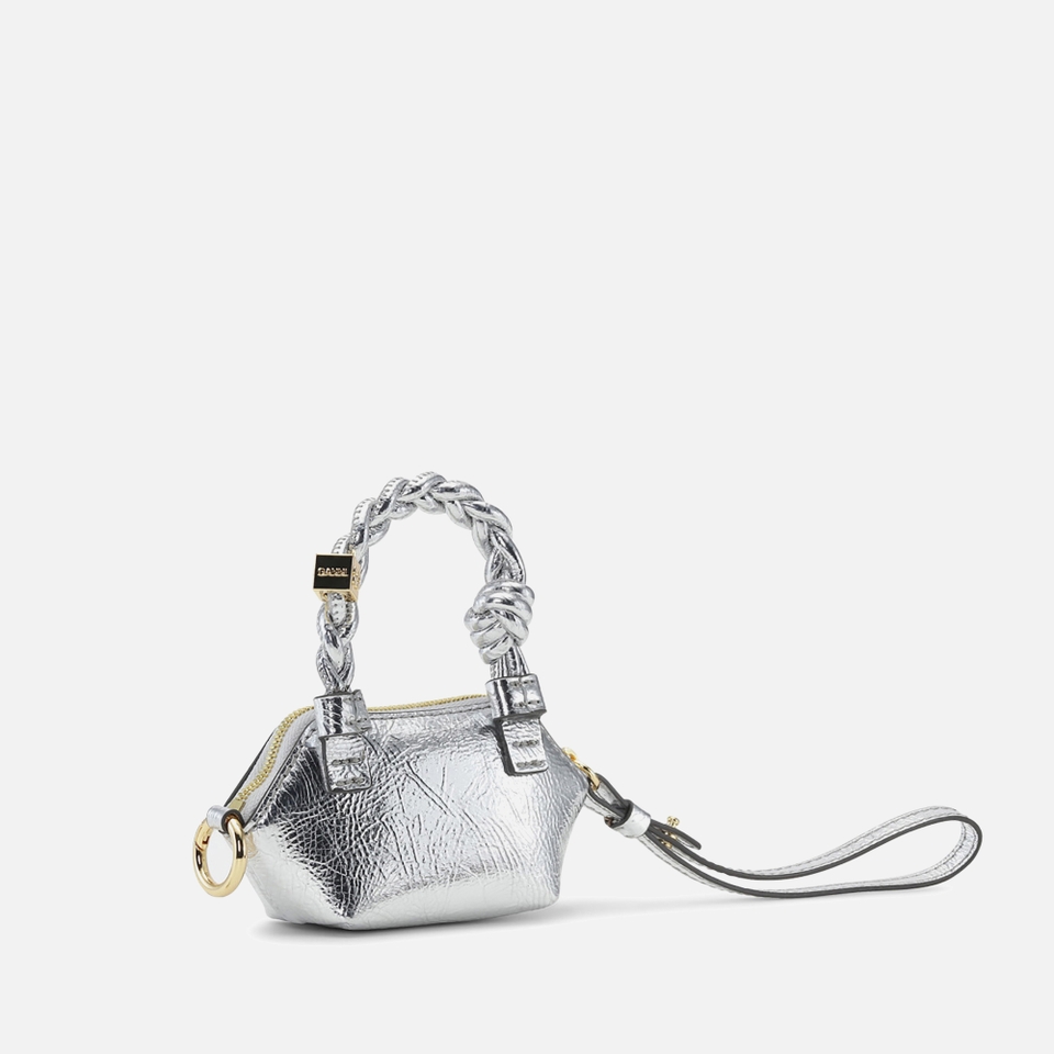 Ganni Metallic Leather-Blend Nano Bou Bag