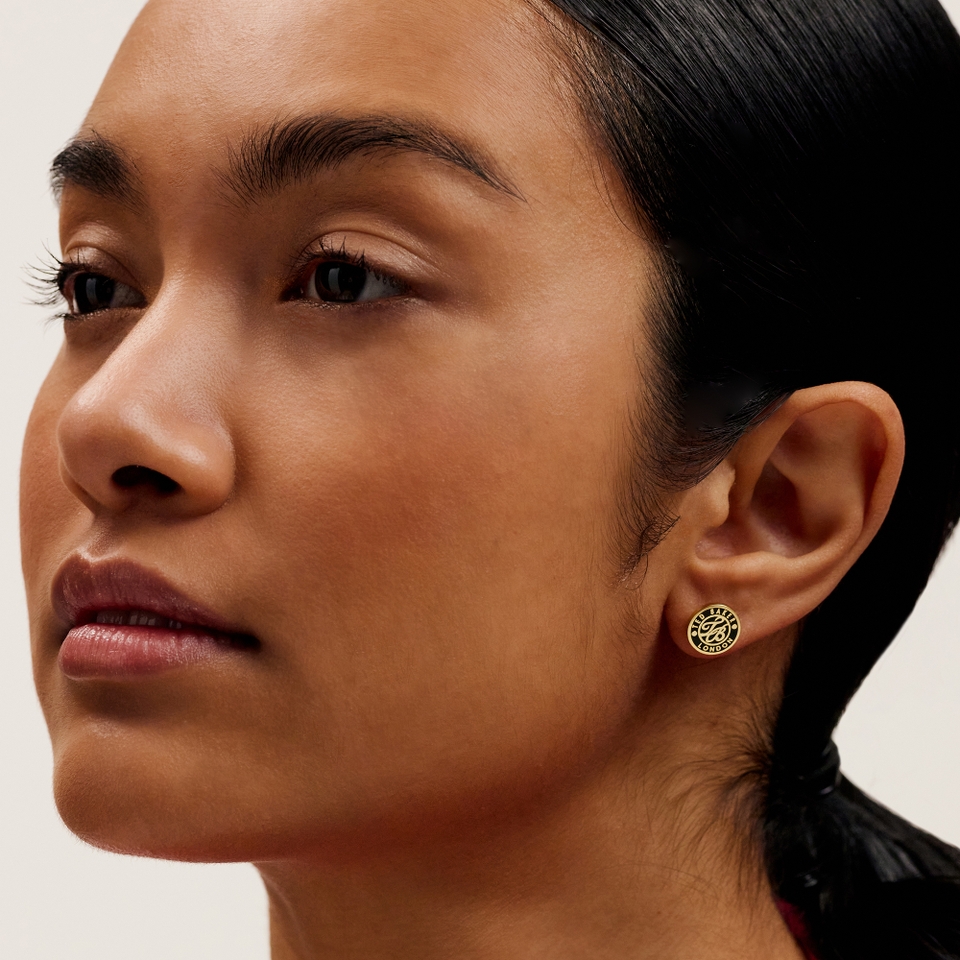 Ted Baker Monlia Monogram Gold-Plated Button Earrings