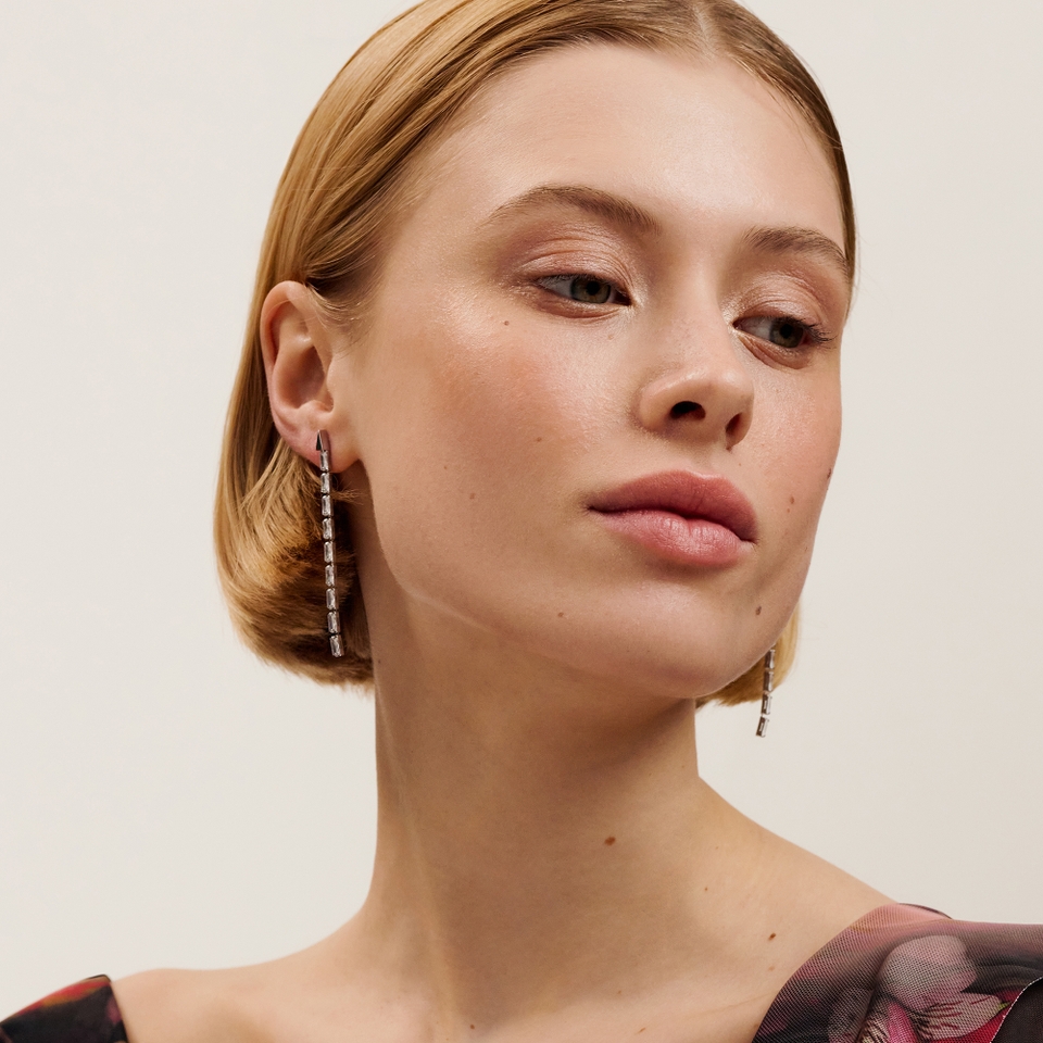 Ted Baker Isalie Baguette Silver-Plated Slinky Earrings