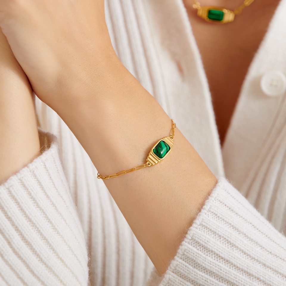 Katie Loxton Malachite Gold-Plated Bracelet