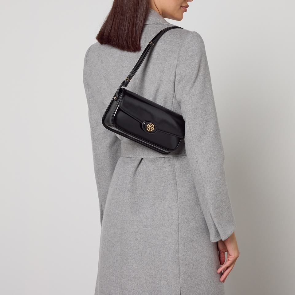 Tory Burch Robinson Spazzolato Patent Leather Shoulder Bag