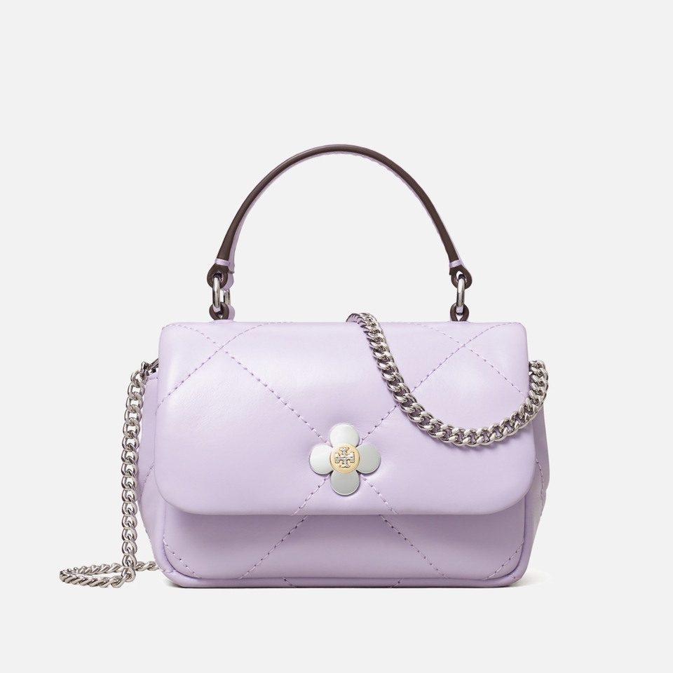 Tory Burch Kira Clover Diamond-Quilted Micro Chain Wallet