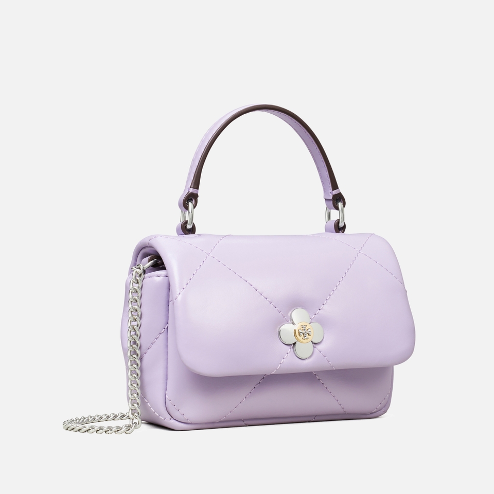 Tory Burch Kira Clover Diamond-Quilted Micro Chain Wallet