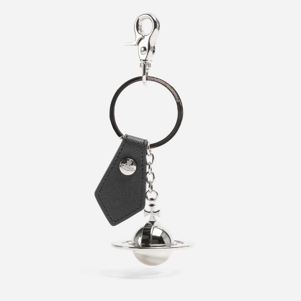 Vivienne Westwood 3D Orb Silver-Tone Saffiano Keyring