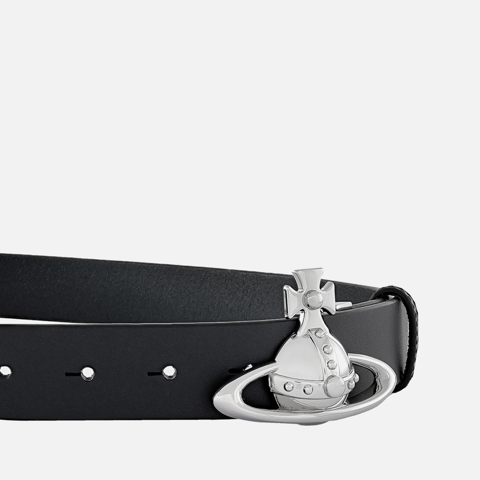 Vivienne Westwood Silver-Tone Orb Buckle Leather Belt