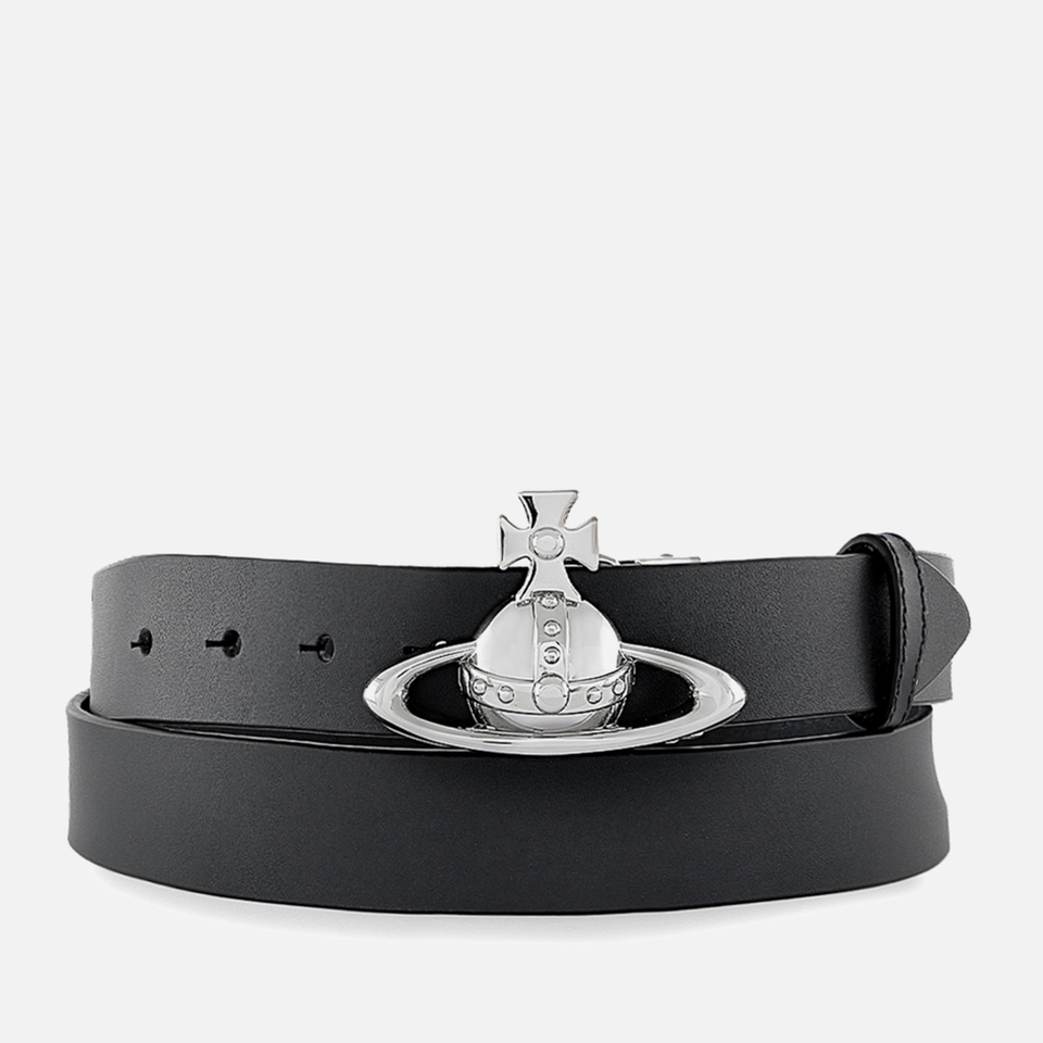 Vivienne Westwood Silver-Tone Orb Buckle Leather Belt