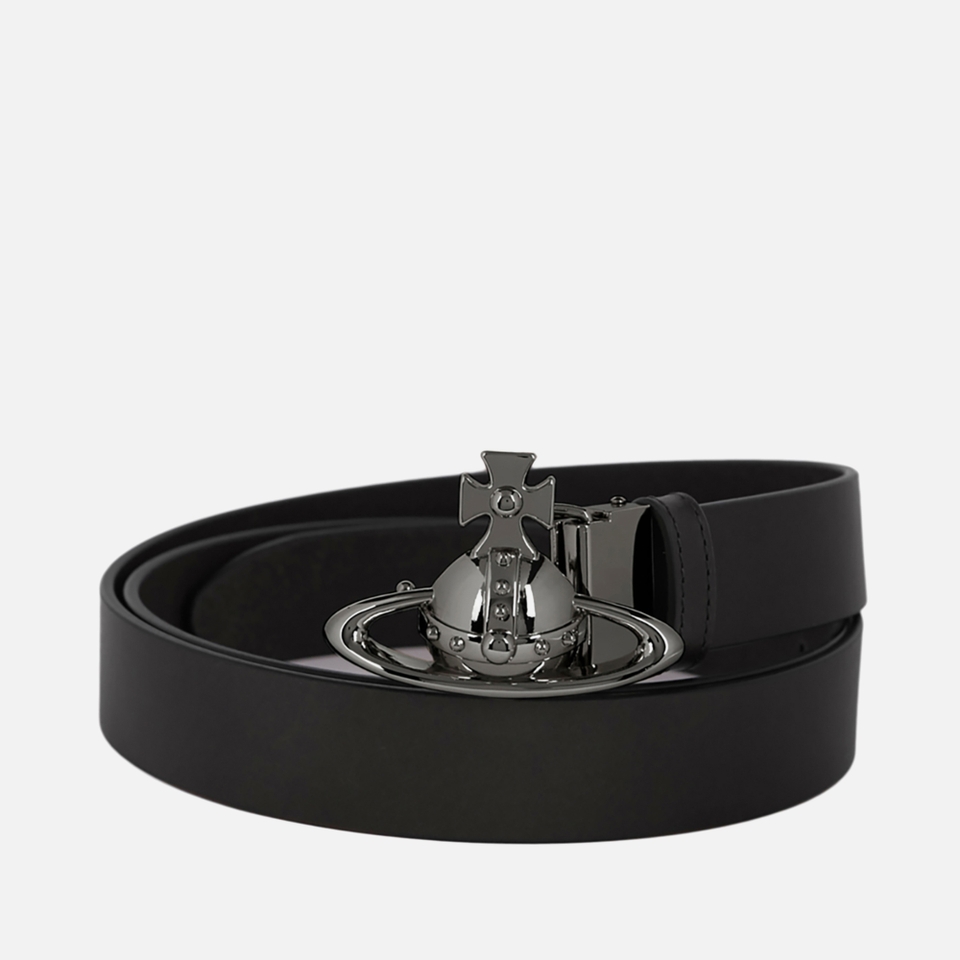 Vivienne Westwood Gunmetal Orb Buckle Leather Belt