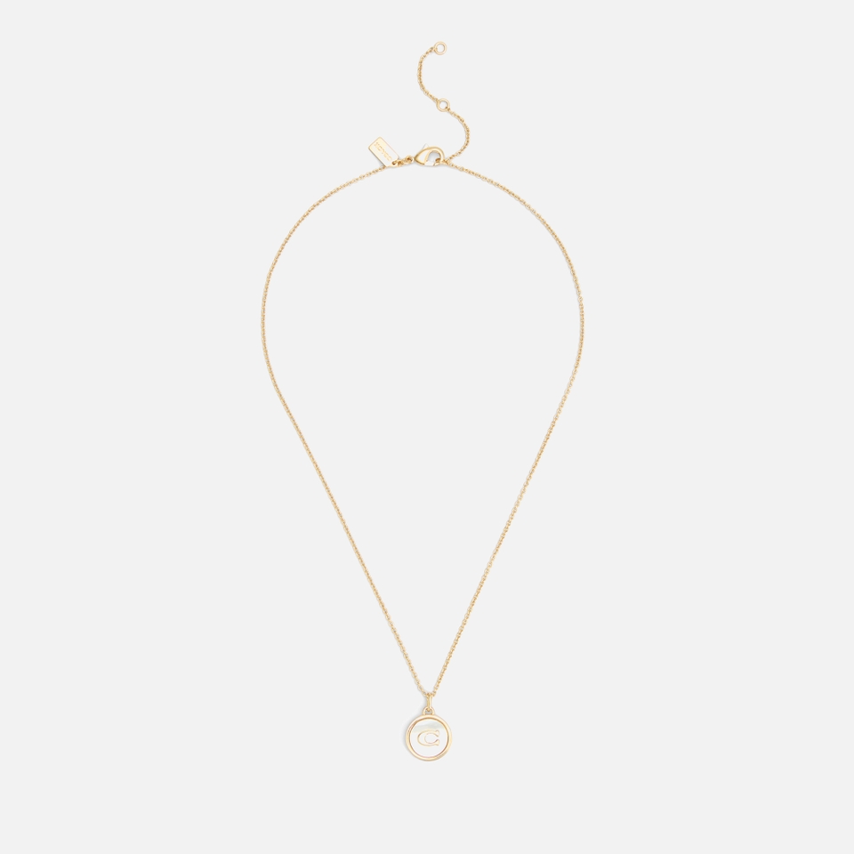 Coach Mop Coin Short Gold-Tone Pendant Necklace